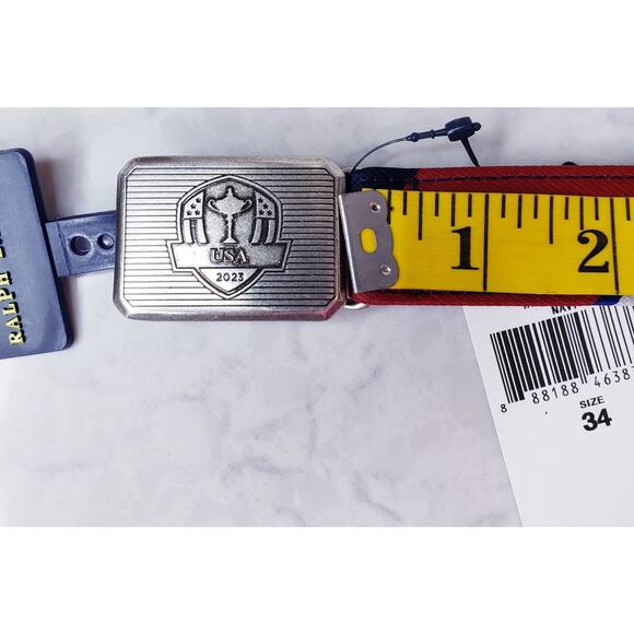 NWT POLO RALPH LAUREN Ryder Cup 6/15 Belt Red White Blue Men's 34 Retail $195 - Picture 10 of 14